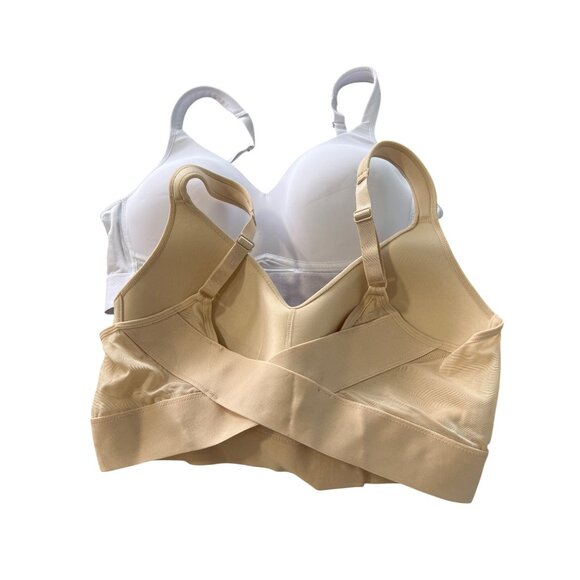 Rhonda Shear 2 Pack Molded Cup Bra with Wrap Back Size Large White Beige 638.25 - Picture 3 of 9